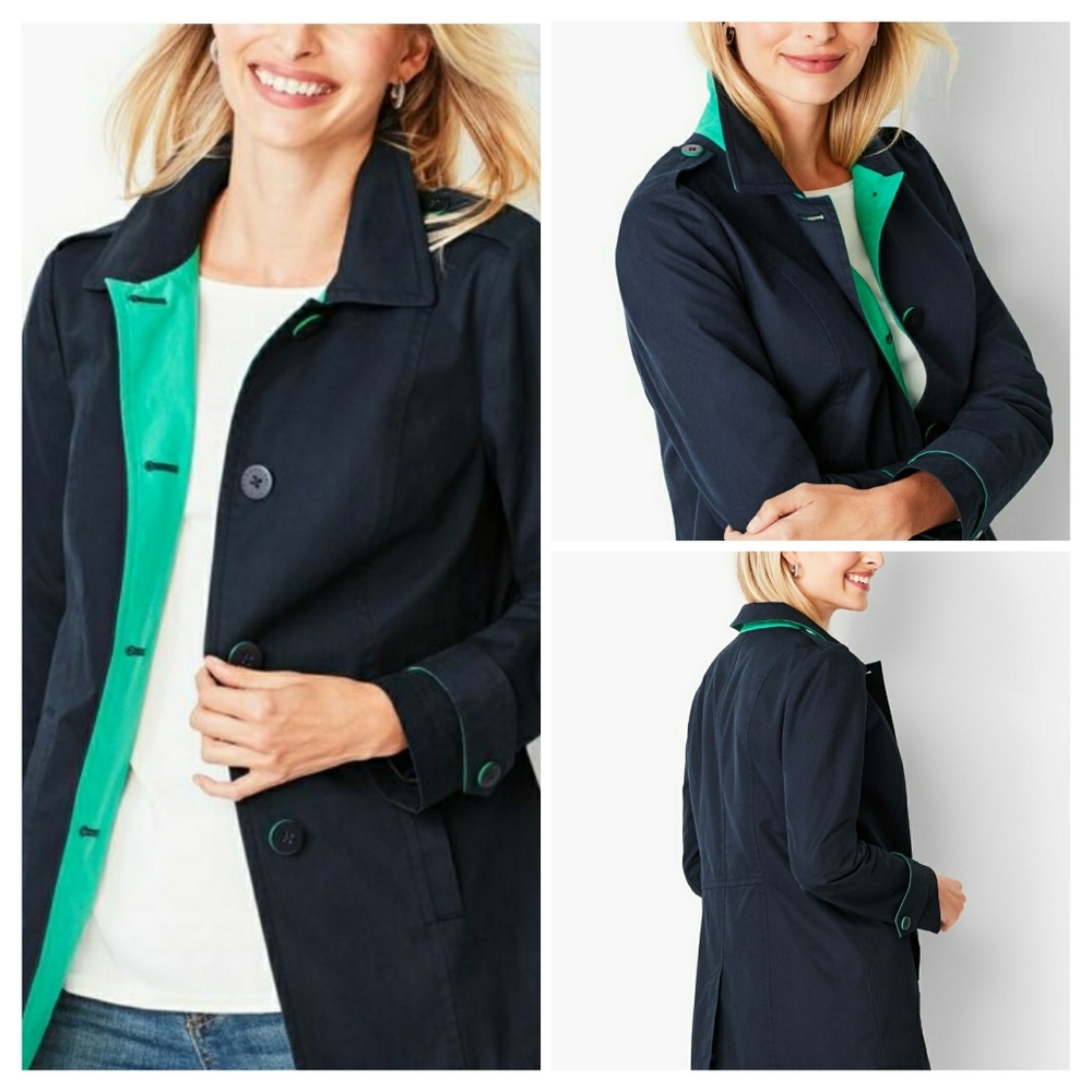 Talbots Twill Button Down Trench Coat Style Sz. XL